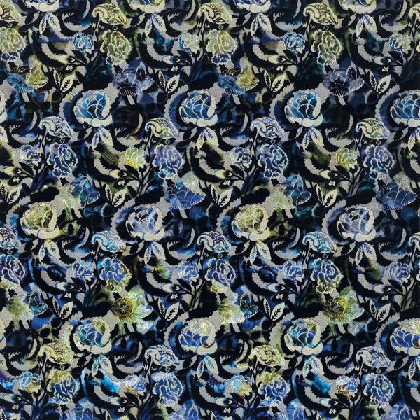 Osborne & Little Fabric Cosimo Ink/Royal Blue/Chartreuse | Allium Interiors