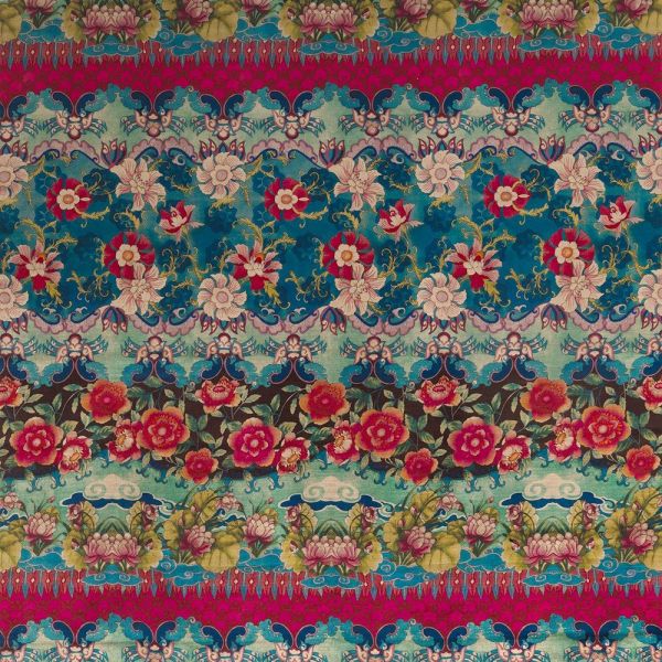 Osborne & Little Fabric Torcello Raspberry/Peacock/Mint | Allium Interiors