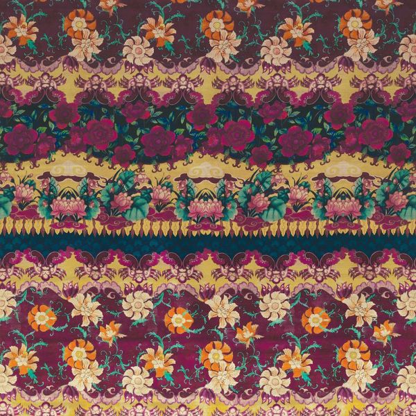 Osborne & Little Fabric Torcello Plum/Amber/Peacock | Allium Interiors