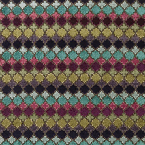 Osborne & Little Fabric Tegola Plum/Turquoise/Chartreuse | Allium Interiors