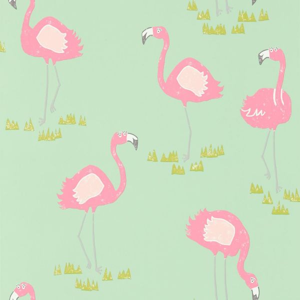 Scion Wallpaper Felicity Flamingo Raspberry/Pistachio | Allium Interiors