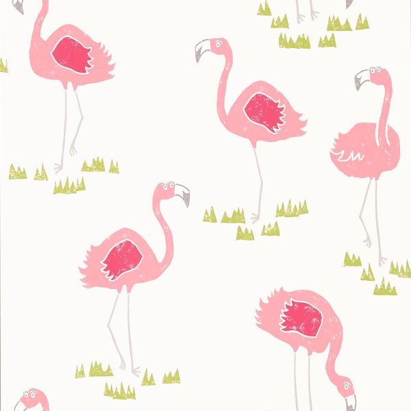 Scion Wallpaper Felicity Flamingo Blancmange/Chalk | Allium Interiors