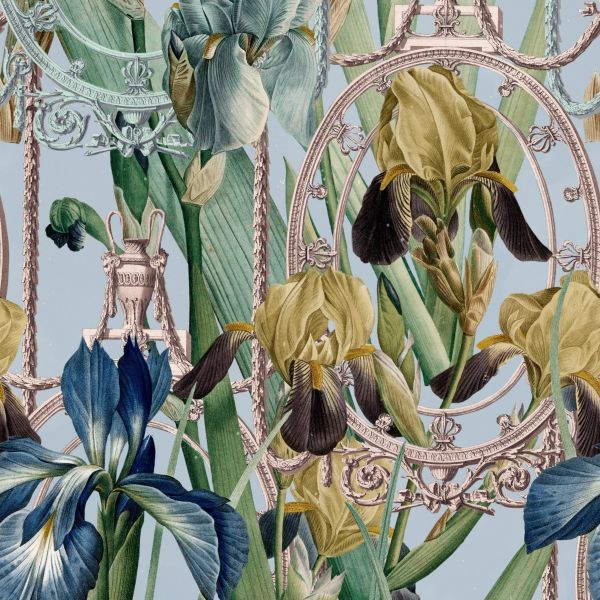 Mind The Gap Wallpaper Fleurs D'Iris Aquamarine | Allium Interiors
