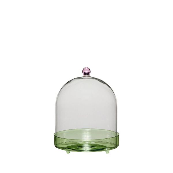 Hübsch Glass Dome Flora Green/Pink | Allium Interiors