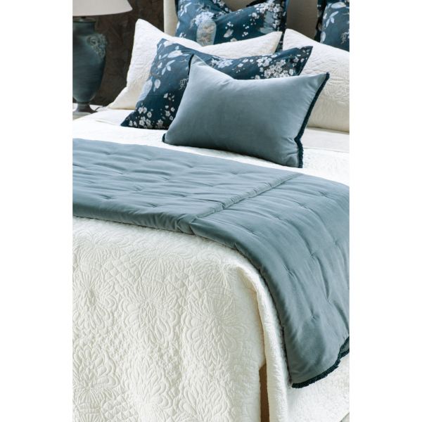 Bianca Lorenne Frangia Smoke Blue Comforter | Allium Interiors