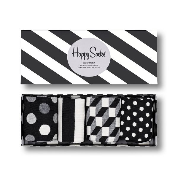 Happy Socks Gift Set Black & White - 4 Pack | Allium Interiors