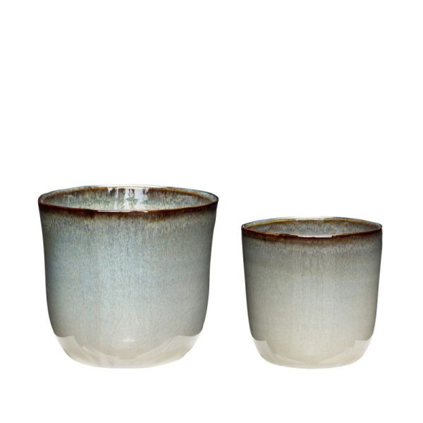 Hübsch Pot Ceramic Beige/Light Blue | Allium Interiors