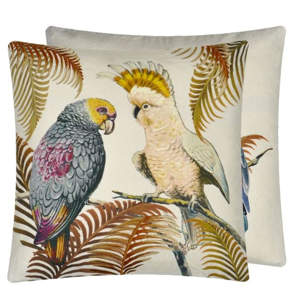 John Derian Cushion Parrot & Palm Parchment | Allium Interiors