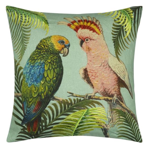 John Derian Cushion Parrot And Palm Azure | Allium Interiors