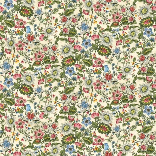 John Derian Fabric Folk Flower Parchment | Allium Interiors