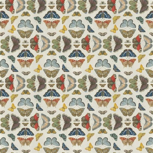 John Derian Fabric Mirrored Butterflies Parchment | Allium Interiors