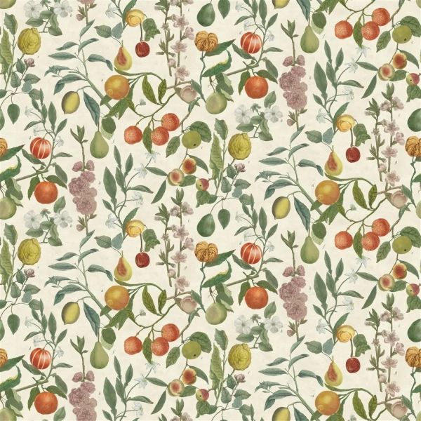 John Derian Fabric Orchard Fruits Parchment | Allium Interiors