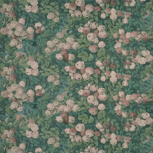 John Derian Fabric Rose Mosaic Forest | Allium Interiors