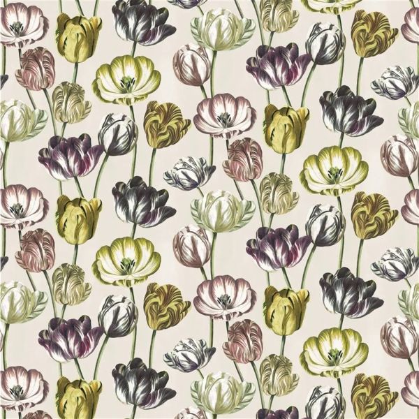 John Derian Fabric Variegated Tulips Buttermilk | Allium Interiors
