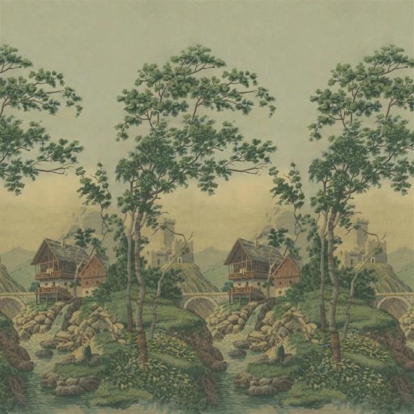 John Derian Wallpaper Castle Scene 1 | Allium Interiors