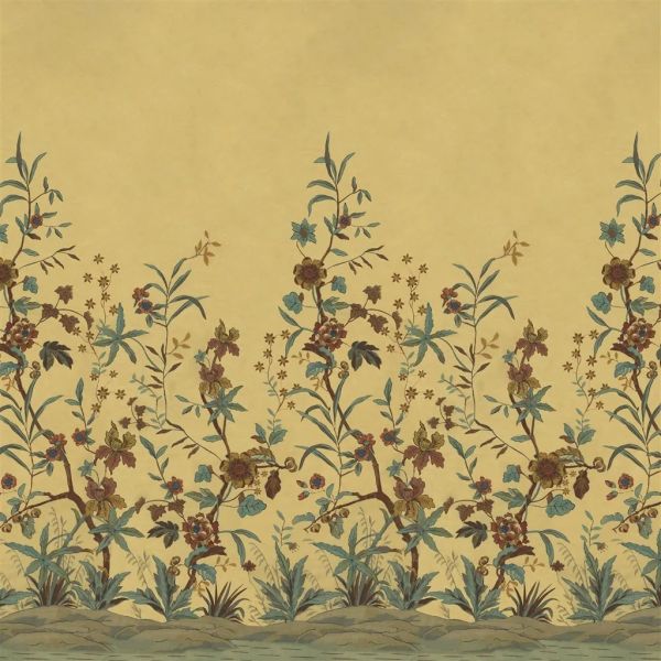 John Derian Wallpaper Peacock Toile Sepia Scene 2 | Allium Interiors