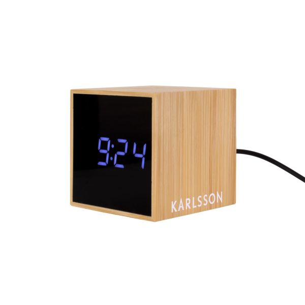 Karlsson Alarm Clock Mini Cube Bamboo | Allium Interiors
