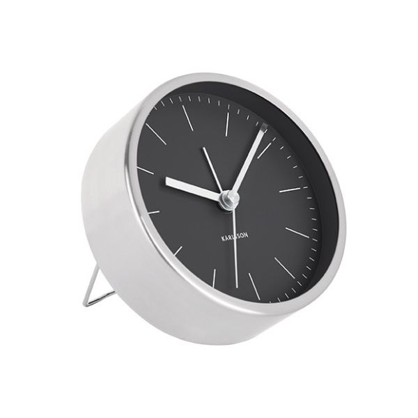 Karlsson Alarm Clock Minimal Steel Black | Allium Interiors