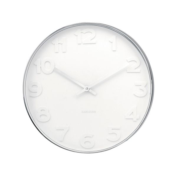 Karlsson Clock Mr. White Numbers Silver | Allium Interiors