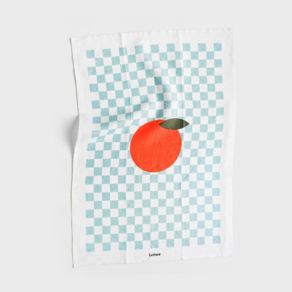 Lettuce Tea Towel Micro Checkers Orange | Allium Interiors