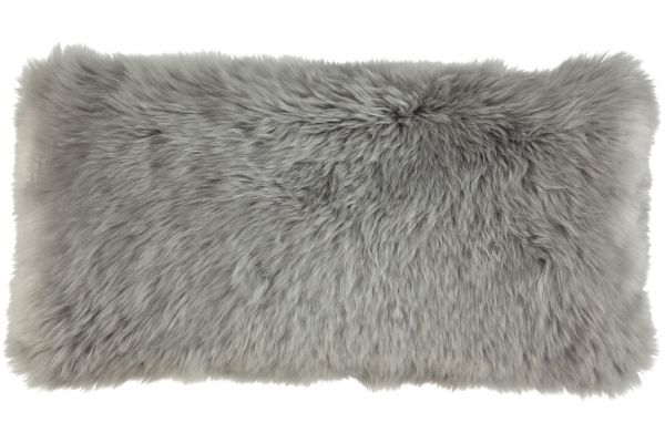 New Zealand Long-wool Sheepskin Cushion Light Grey | Allium Interiors