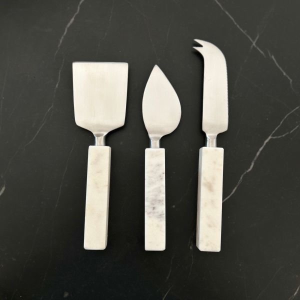 Nel Lusso Blanco Cheese Knife Set of 3 Marble | Allium Interiors
