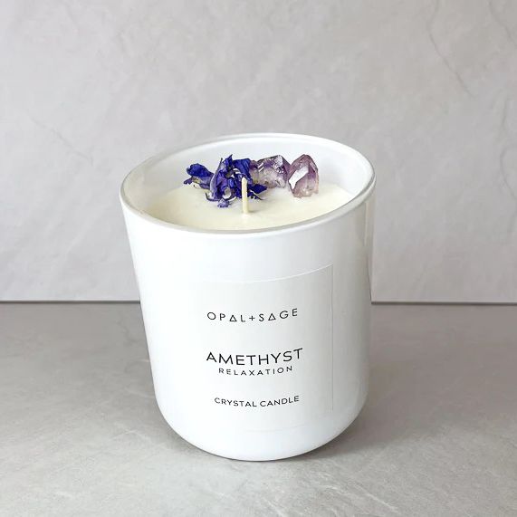 Opal And Sage Candle Amethyst Relaxation | Allium Interiors