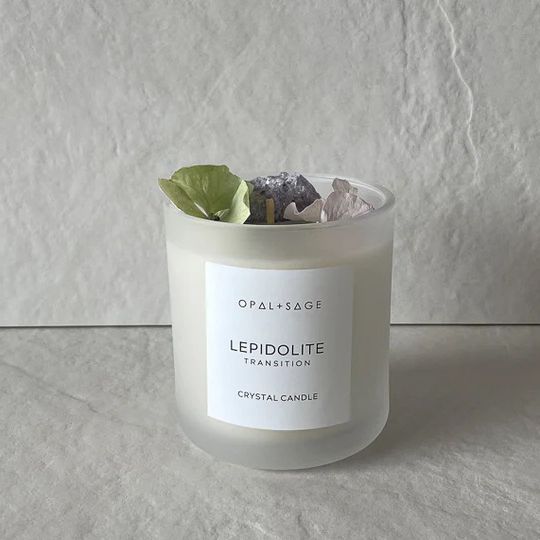 Opal And Sage Candle Lepidolite | Transition | Allium Interiors