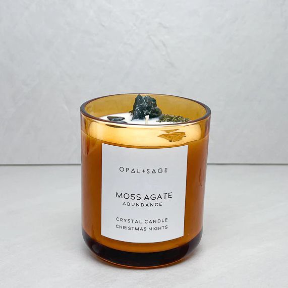 Opal And Sage Candle Moss Agate | Allium Interiors