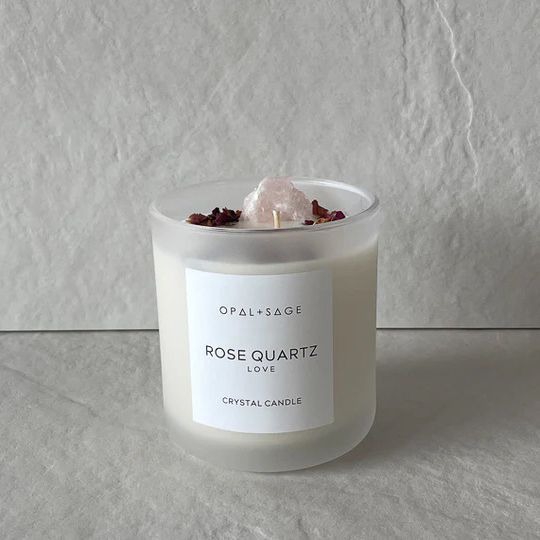 Opal And Sage Candle Rose Quartz | Love | Allium Interiors