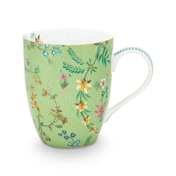Pip Studio Jolie Flowers Green Mug Large | Allium Interiors