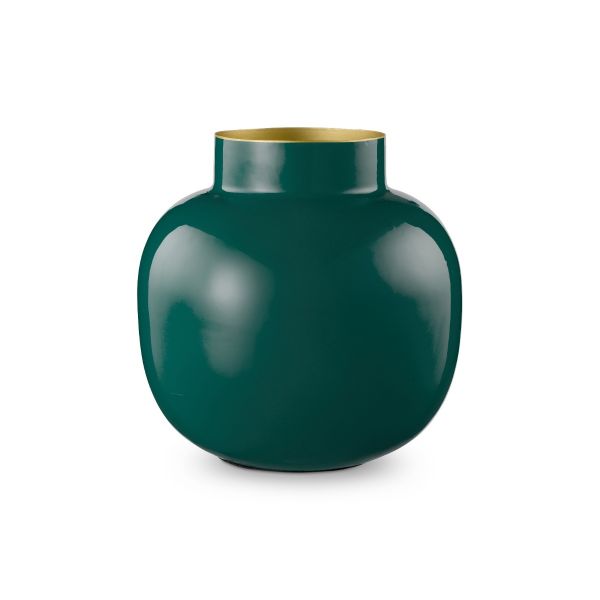 Pip Studio Vase Metal Round Dark Green 10cm | Allium Interiors