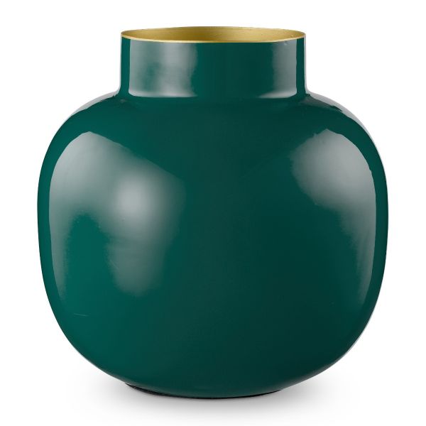 Pip Studio Vase Metal Round Dark Green 25cm | Allium Interiors