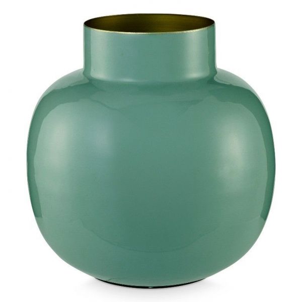 Pip Studio Vase Metal Round Green 25cm | Allium Interiors