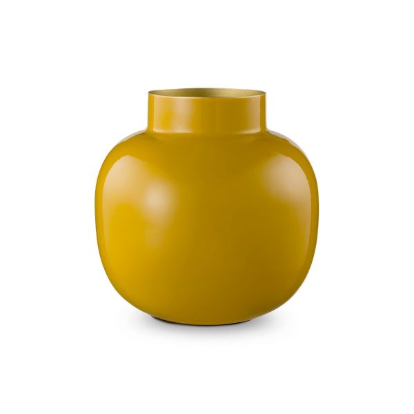 Pip Studio Vase Metal Round Yellow 25cm | Allium Interiors