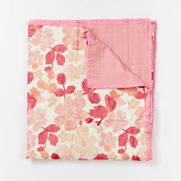 Bonnie And Neil Quilted Throw Mini Pastel Floral Pink | Allium Interiors