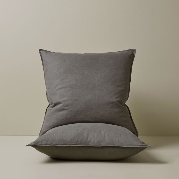 Weave Ravello Linen Euro Pillowcase Pair Charcoal | Allium Interiors