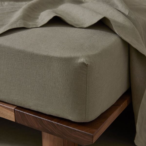 Weave Ravello Linen Fitted Sheet Caper | Allium Interiors