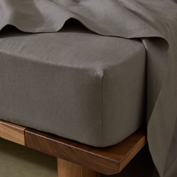 Weave Ravello Linen Fitted Sheet Charcoal | Allium Interiors