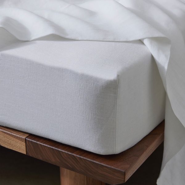 Weave Ravello Linen Fitted Sheet White | Allium Interiors