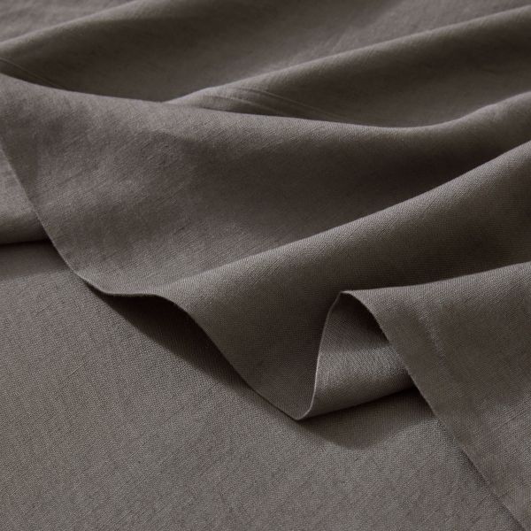 Weave Ravello Linen Flat Sheet Charcoal | Allium Interiors