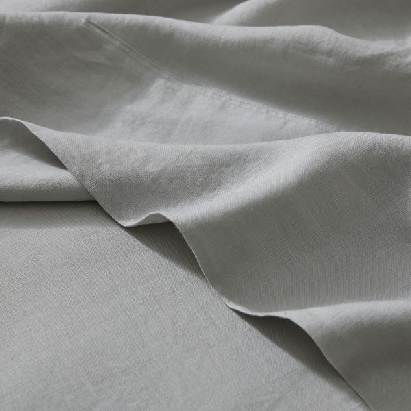 Weave Ravello Linen Flat Sheet Silver | Allium Interiors