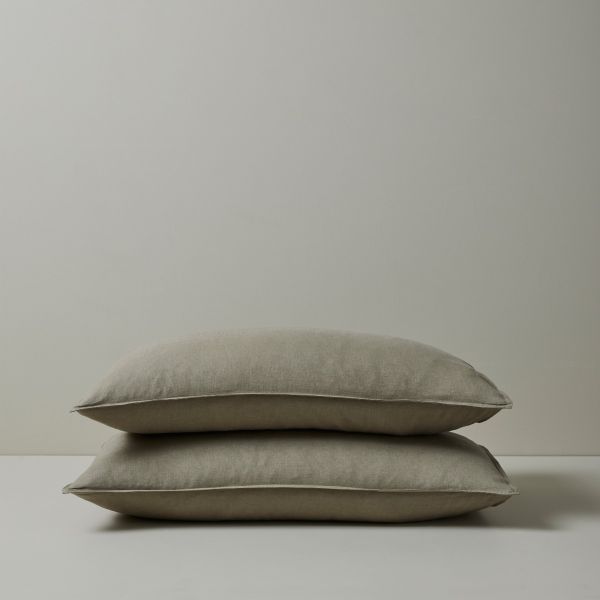Weave Ravello Linen Standard Pillowcase Pair Caper | Allium Interiors