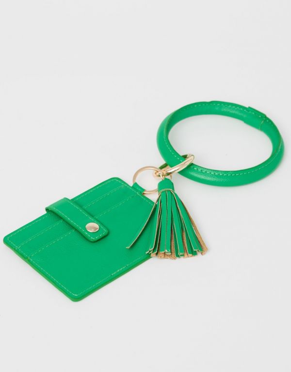 Stella+Gemma Keyring Wallet Tassel Emerald | Allium Interiors