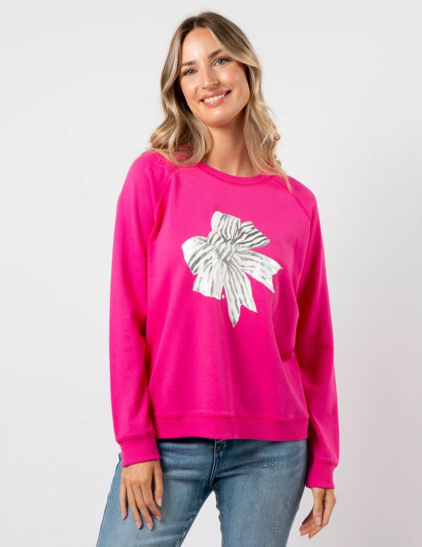 Stella+Gemma Sweater Neon Pink With Bow | Allium Interiors