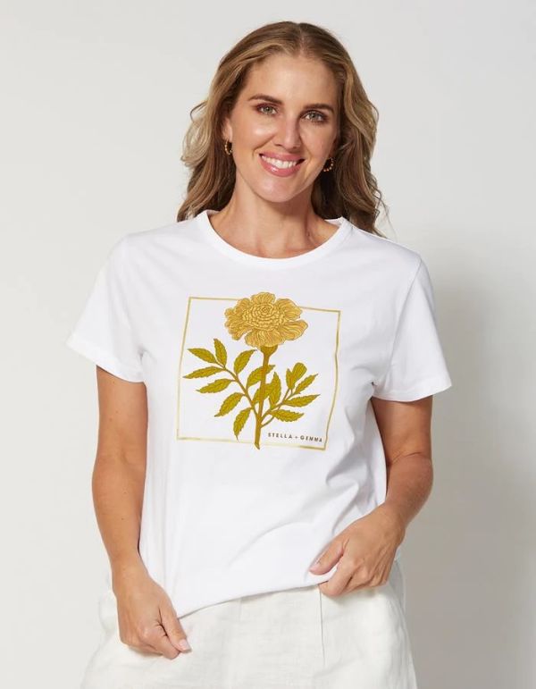 Stella+Gemma T Shirt Fiore Boxed White | Allium Interiors