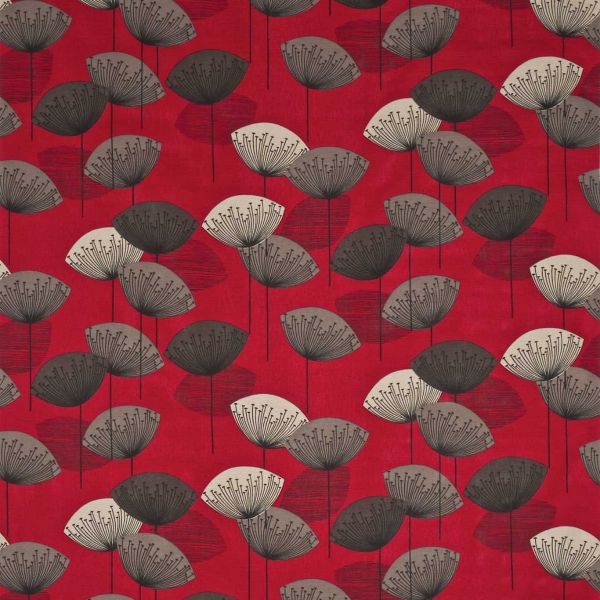 Sanderson Fabric Dandelion Clocks Red | Allium Interiors