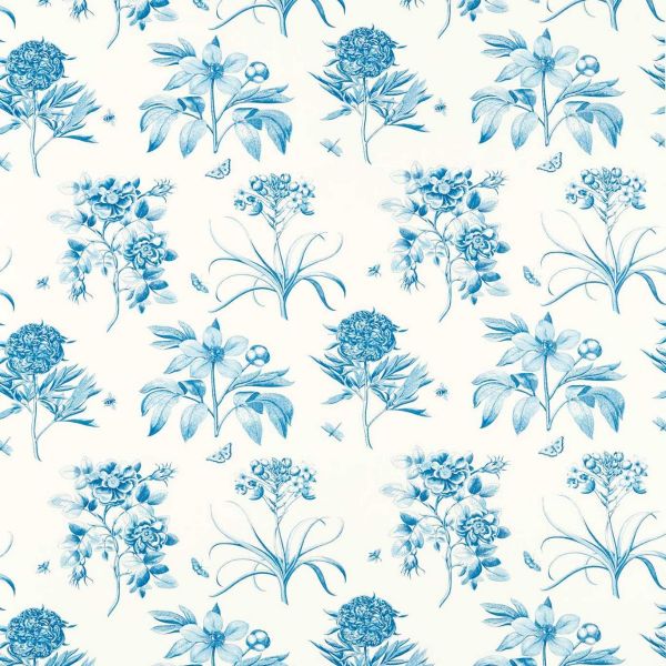 Sanderson Fabric Etchings And Roses China Blue | Allium Interiors
