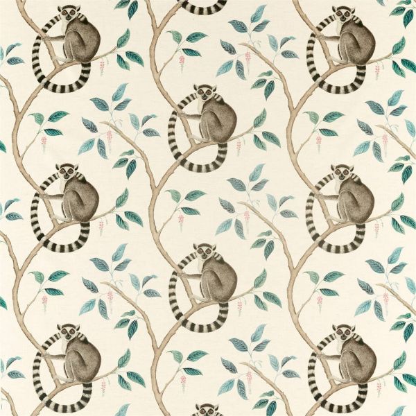 Sanderson Fabric Ringtailed Lemur Grey | Allium Interiors