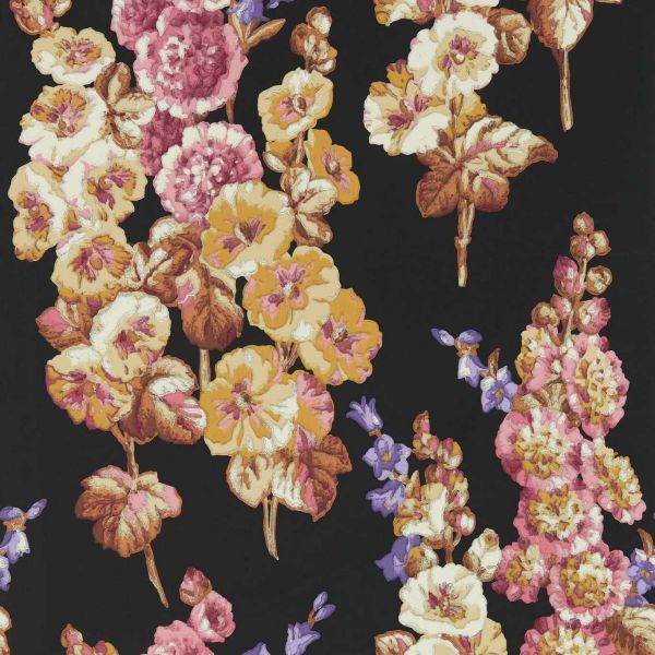 Sanderson Wallpaper Hollyhocks Copper/Rhodera | Allium Interiors